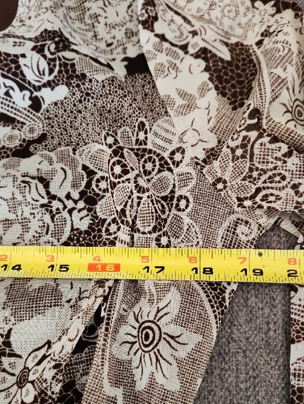 Notations Brorns and Cream Floral Wrap-Style Blouse Size M - Picture 7 of 9
